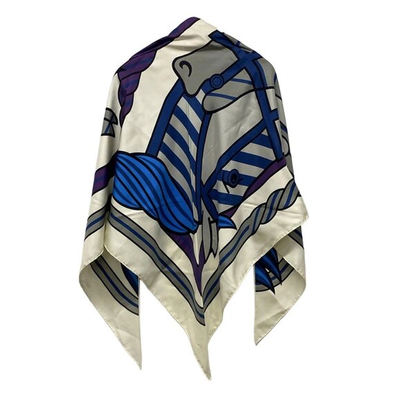 HERMES Bolduc AU Cream Gray Multi Scarf bran-478-090825 - Picture 2 of 7